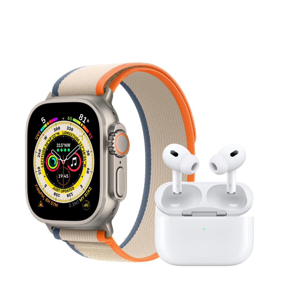 Combo Navidad: Smartwatch Ultra + audífonos Bluetooth + 7 correas