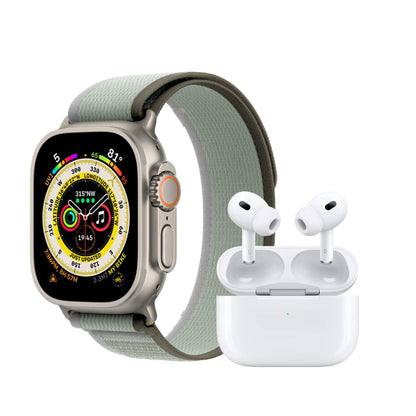 Combo Navidad: Smartwatch Ultra + audífonos Bluetooth + 7 correas